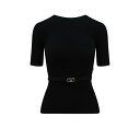 ヴァレンティノ レディース ニット&セーター アウター Valentino Vlogo Signature Belted Crewneck Jumper Black