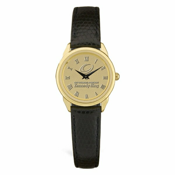楽天astyジャーディン レディース 腕時計 アクセサリー Kennedy King College Statesmen Women's Gold Medallion Black Leather Wristwatch
