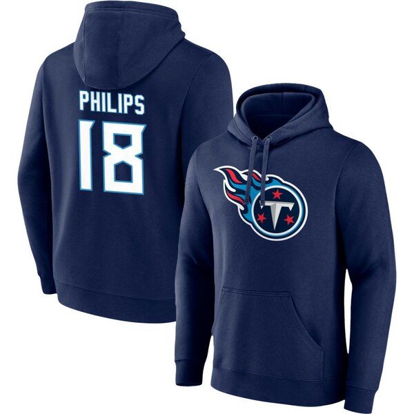 ファナティクス メンズ パーカー・スウェットシャツ アウター Tennessee Titans Fanatics Team Authentic Personalized Name & Number Pullover Hoodie Navy