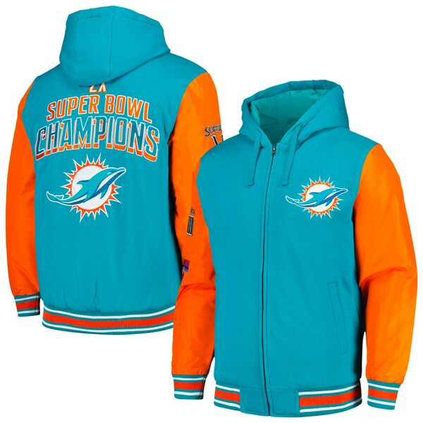 カールバンクス メンズ パーカー・スウェットシャツ アウター Miami Dolphins GIII Sports by Carl Banks Player Option FullZip Hoodie Aqua/Orange