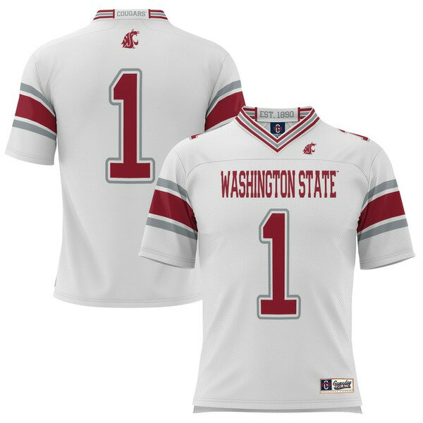 ゲームデイグレーツ メンズ ユニフォーム トップス #1 Washington State Cougars GameDay Greats Endzone Football Jersey White