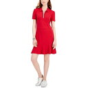 トミー ヒルフィガー レディース ワンピース トップス Women's Zip-Front Cotton Polo Dress Chili Pepper