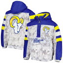 スターター メンズ パーカー・スウェットシャツ アウター Los Angeles Rams Starter Thursday Night Gridiron Raglan HalfZip Hooded Jacket White/Royal