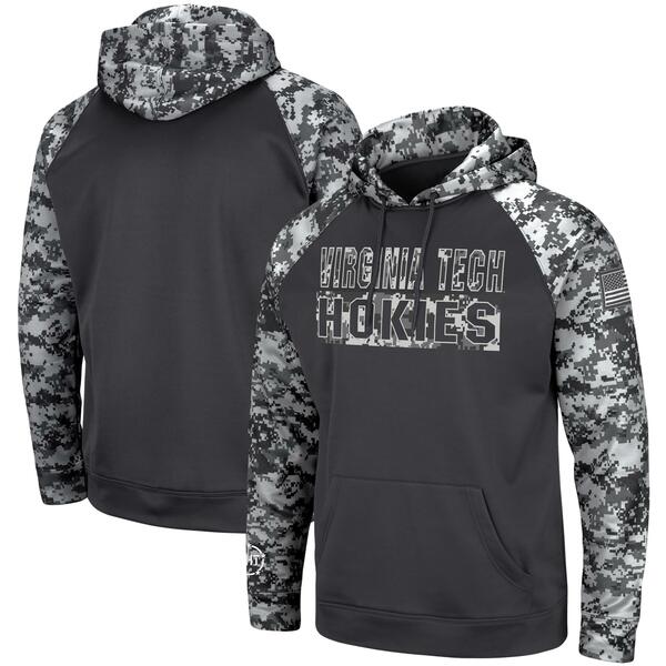 コロシアム メンズ パーカー・スウェットシャツ アウター Virginia Tech Hokies Colosseum OHT Military Appreciation Digital Camo Pullover Hoodie Charcoal