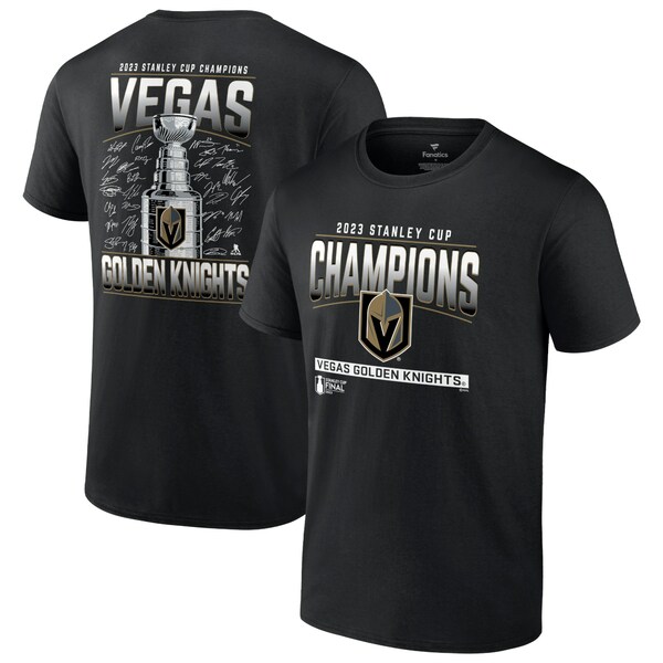 եʥƥ  T ȥåץ Vegas Golden Knights Fanatics Branded 2023 Stanley Cup Champions Signature Roster TShirt Black