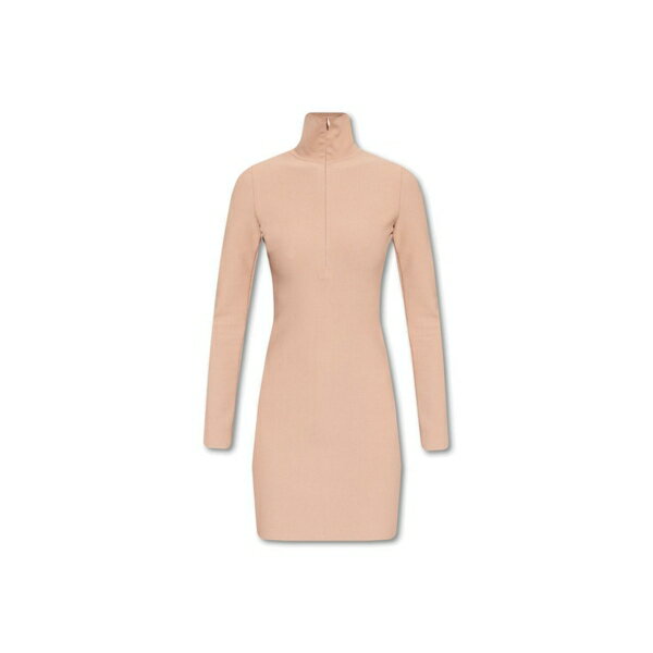 アライア レディース ワンピース トップス Half Zipped Long-sleeved Mini Dress Powder