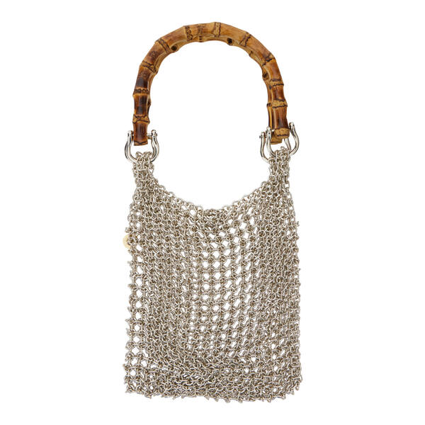 シルビアグネッチ レディース トートバッグ バッグ 'bamboo' Silver Colored Handbag With Metallic Me..