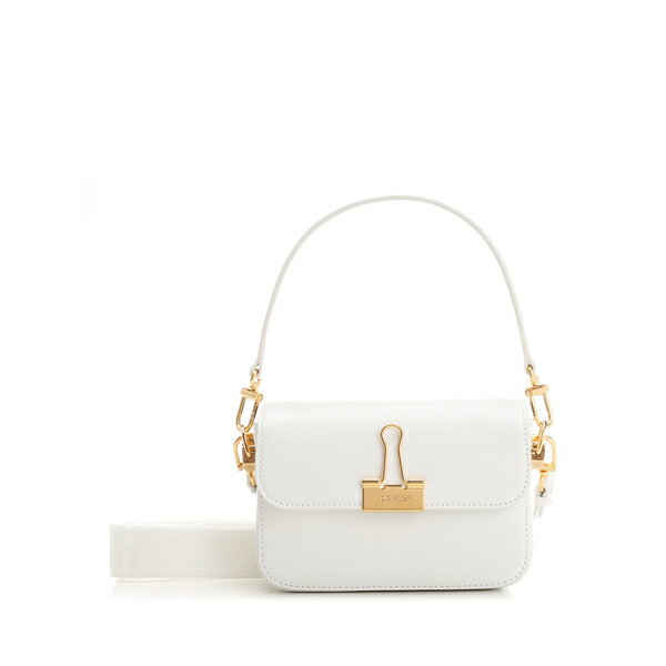 オフホワイト レディース トートバッグ バッグ Plain Binder Small Leather Shoulder Bag White