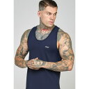 シックシルク メンズ フィットネス スポーツ Muscle Fit Sleeveless Vest Mens Navy