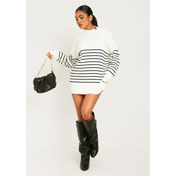ミッシー エンパイア レディース ニット&セーター アウター High Neck Oversized Long Sleeve Jumper White/Black
