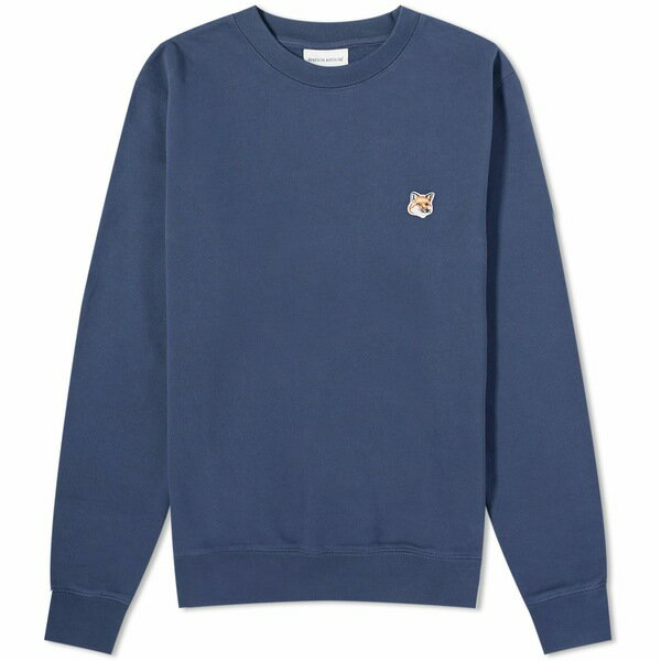 ᥾󥭥ĥ  ѡåȥ  Maison Kitsune Fox Head Patch Crew Sweat Blue