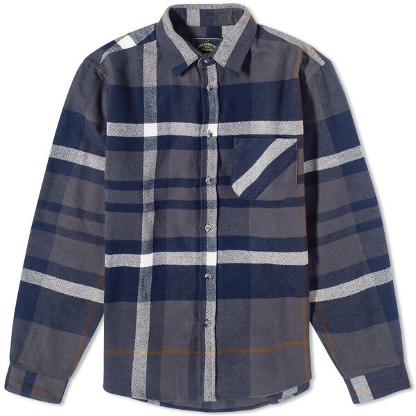 |`M[tl Y Vc gbvX Portuguese Flannel Viz Check Shirt Grey