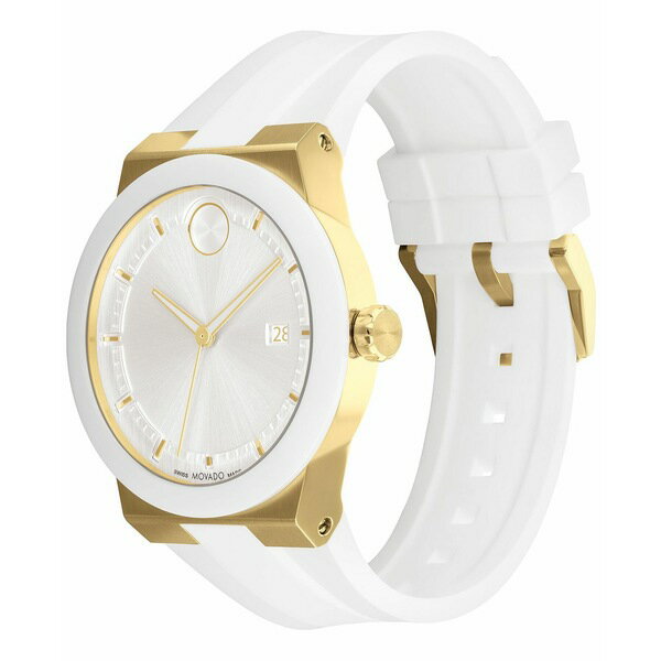 モバド モバド レディース 腕時計 アクセサリー Men's Swiss Bold Fusion White Silicone Strap Watch 42mm Two Tone