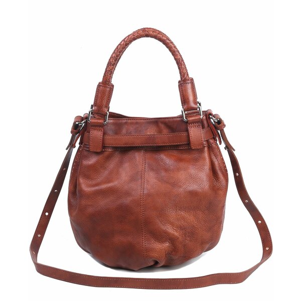 オールドトレンド レディース パンプス シューズ Women's Genuine Leather Pumpkin Bucket Bag Coffee