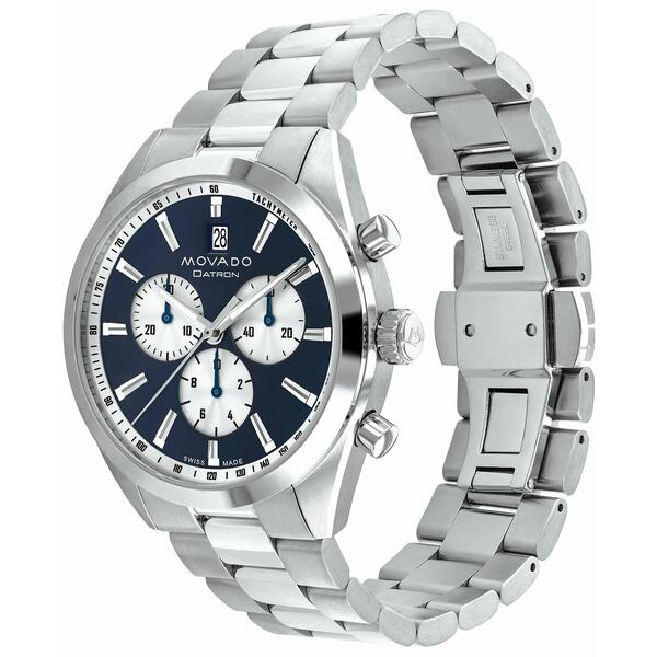 モバド モバド レディース 腕時計 アクセサリー Men's Datron Swiss Quartz Chrono Silver Tone Stainless Steel Watch 40mm Silver-Tone