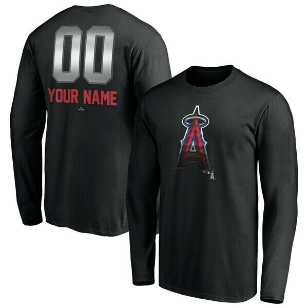 եʥƥ  T ȥåץ Los Angeles Angels Fanatics Branded Personalized Midnight Mascot Long Sleeve TShirt Black