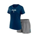 ファナティクス レディース Tシャツ トップス Women's Navy, Gray Seattle Kraken Script T-shirt and Shorts Set Navy, Gray