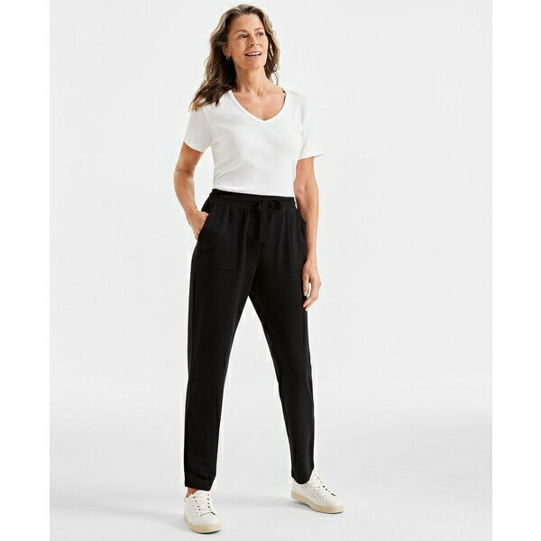 スタイルアンドコー レディース カジュアルパンツ ボトムス Petite Yummy Fleece Pants, Created for Macy's Deep Black
