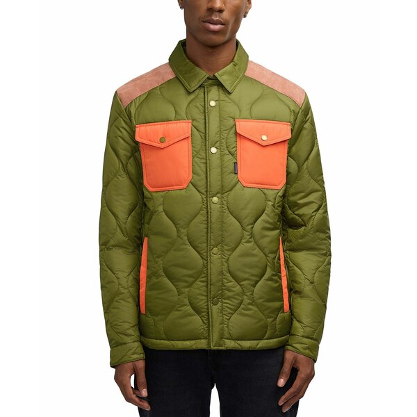 スコッチアンドソーダ メンズ ジャケット&ブルゾン アウター Ivik Padded Colorblocked Snap Front Shirt Jacket Moss