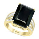 エフィー コレクション メンズ リング アクセサリー EFFY Onyx & Diamond (3/8 ct. t.w.) Statement Ring in ...