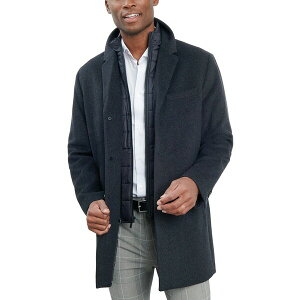 ロンドンフォグ メンズ ジャケット&ブルゾン アウター Men's Wool-Blend Overcoat & Attached Vest Charcoal