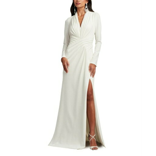 タダシショージ レディース ワンピース トップス Women's Pullman Draped High Slit Gown Ivory タダシショージ レディース ワンピース トップス Women's Pullman Draped High Slit Gown Ivory