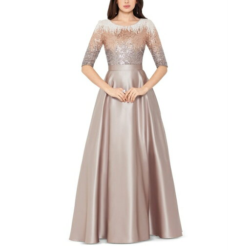ベッツィ アンド アダム レディース ワンピース トップス Petite Embellished Satin Gown Mocha ベッツィ アンド アダム レディース ワンピース トップス Petite Embellished Satin Gown Mocha