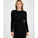 バースリー レディース カットソー トップス Women's Ribbed Drawstring Sweater, Exclusively at Macy's Black(4)