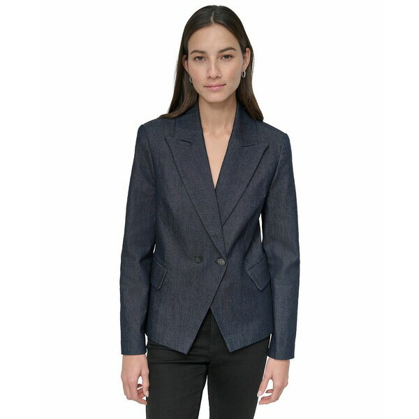ダナキャランニューヨーク レディース ジャケット&ブルゾン アウター Women's Double-Breasted Denim Blazer DDN - DARK WASH