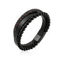 ローナ サットン メンズ ブレスレット・バングル・アンクレット アクセサリー Black Axis Beaded Leather Bracelet Black