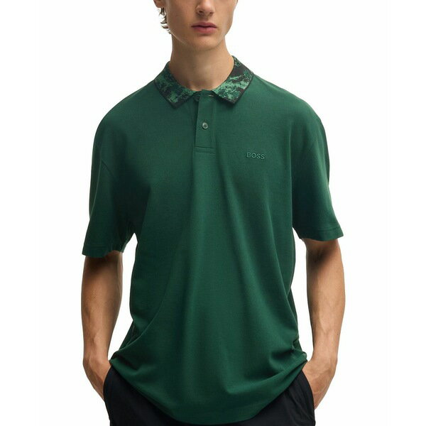 ҥ塼ܥ   ȥåץ Men's Jungle-Artwork Pique Polo Open Green