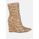 ロンンドンラグ レディース ブーツ シューズ Trend Titan Diamante Slim Wedge Heel Boots Beige