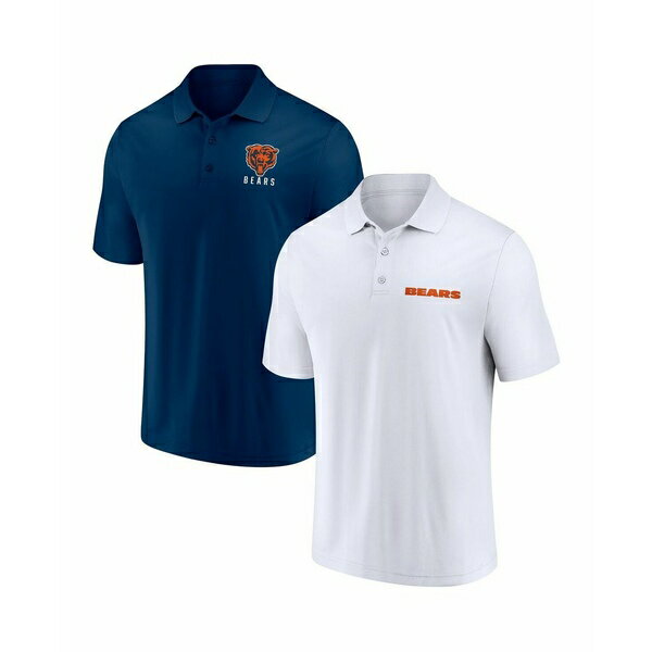 եʥƥ   ȥåץ Men's White, Navy Chicago Bears Lockup Two-Pack P...