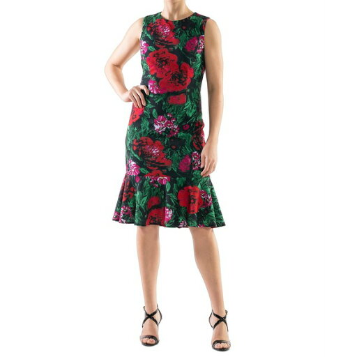 ドナリッコ レディース ワンピース トップス Women's Floral-Print Flounce-Hem Sheath Dress Red/green ドナリッコ レディース ワンピース トップス Women's Floral-Print Flounce-Hem Sheath Dress Red/green