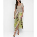 ダナ キャラン ニューヨーク レディース カットソー トップス Women's Pleated Asymmetrical-Hem Skirt Watercolr...