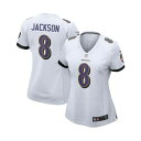 ナイキ レディース カットソー トップス Women's Lamar Jackson Baltimore Ravens Game Jersey White