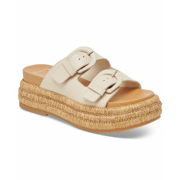 ドルチェヴィータ レディース サンダル シューズ Women's Witny Double-Buckle Raffia Platform Footbed Sandals Bone Leather