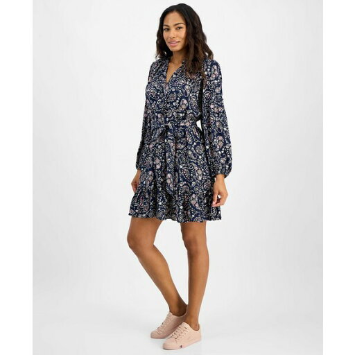 トミー ヒルフィガー レディース ワンピース トップス Women's Paisley-Print Popover Dress Sky Captain Multi トミー ヒルフィガー レディース ワンピース トップス Women's Paisley-Print Popover Dress Sky Captain Multi
