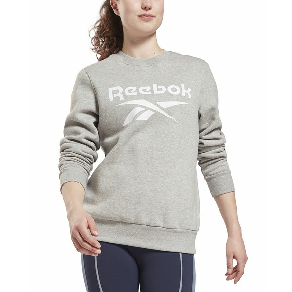 リーボック レディース カットソー トップス Women's Big Logo Fleece Crewneck Sweatshirt Medium Grey Heather