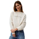 カルバンクライン レディース カットソー トップス Women's Monogram Logo Relaxed Sweatshirt Turtledove