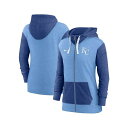 ナイキ レディース カットソー トップス Women's Light Blue Kansas City Royals Full Zip Hoodie Light...