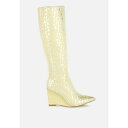 ロンンドンラグ レディース ブーツ シューズ Bar Zone Tear Shaped Faux Leather Boots Lime yellow