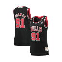 ミッチェル&ネス レディース カットソー トップス Women's Dennis Rodman Black Chicago Bulls Hardwood Cla...