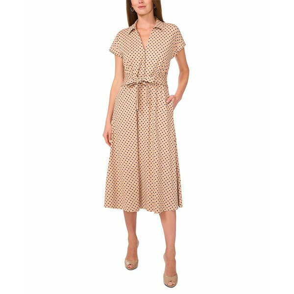ミスク レディース ワンピース トップス Women's Polka-Dot Midi Dress Sesame