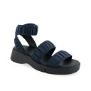 エアロソールズ レディース サンダル シューズ Women's Fiona Round Toe Flatform Sandals Navy Rouched Elastic Fabric