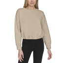 カルバンクライン レディース カットソー トップス Women's Logo Fleece Bubble Hem Top Porcini