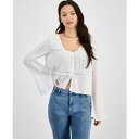 セルフエスティーム レディース カットソー トップス Juniors' Peasant Long Sleeve Top Snow White