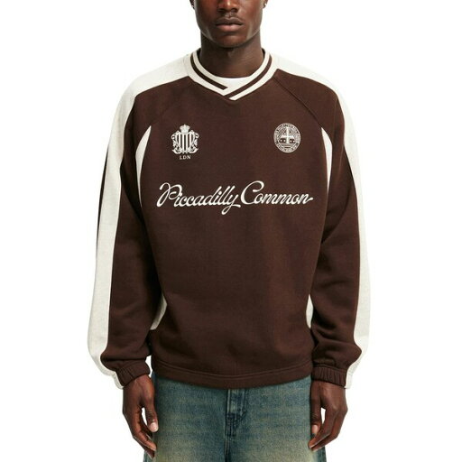 コットンオン メンズ ニット&セーター アウター Men's Graphic V-Neck Fleece Sweater Dark Oak コットンオン メンズ ニット&セーター アウター Men's Graphic V-Neck Fleece Sweater Dark Oak