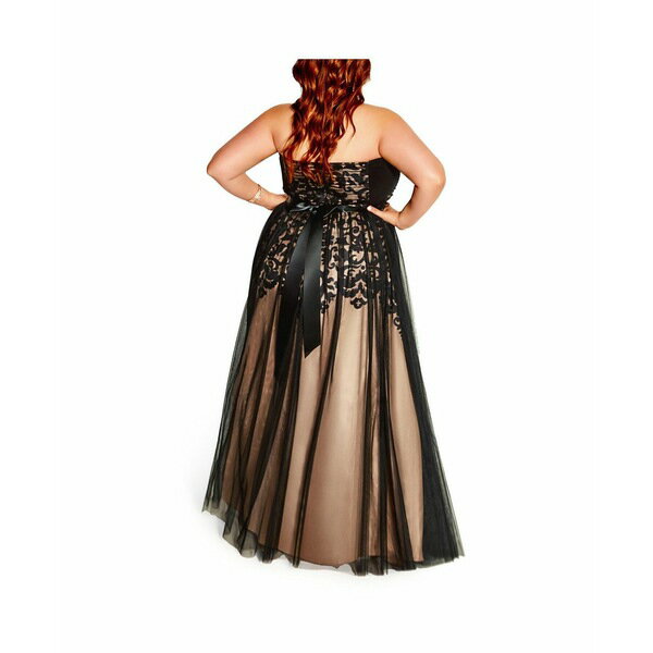 シティーシック レディース ワンピース トップス Plus Size Embroidered Tulle Maxi Dress Black