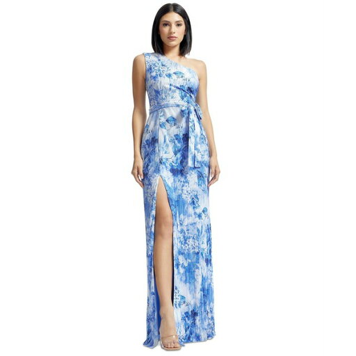ドレスザポプレーション レディース ワンピース トップス Women's Bella Floral-Print Pleated One-Shoulder Gown Blue ドレスザポプレーション レディース ワンピース トップス Women's Bella Floral-Print Pleated One-Shoulder Gown Blue